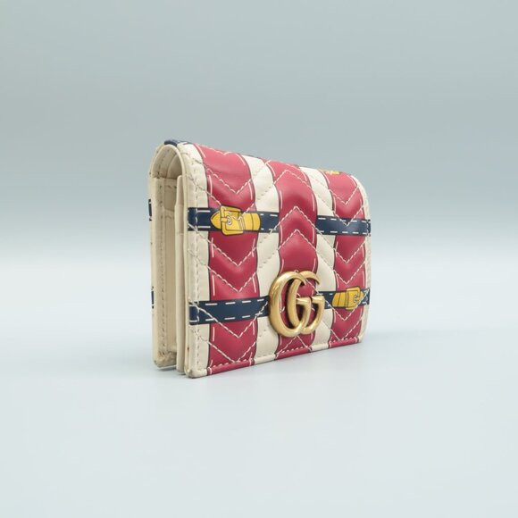 GUCCI White&Red Trompe L'Oeil Leather Wallet - Picture 2 of 12